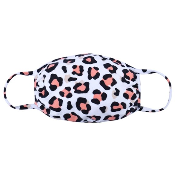 Coral Orange Leopard Print Soft Cotton Face Mask - Picture 2 of 3